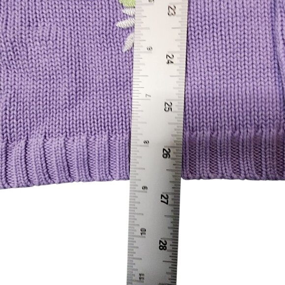 Quacker Factory Daisy Knit Sweater Large Lavender Purple Cottagecore - Picture 8 of 8